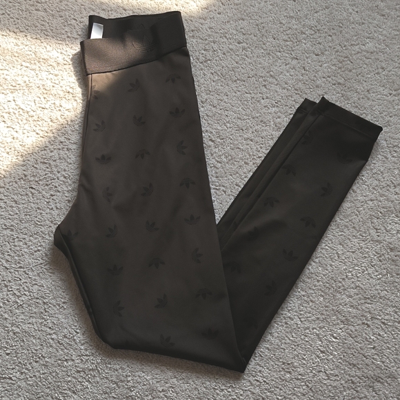 Adidas Brown Leggings with Logo - Picture 1 of 2